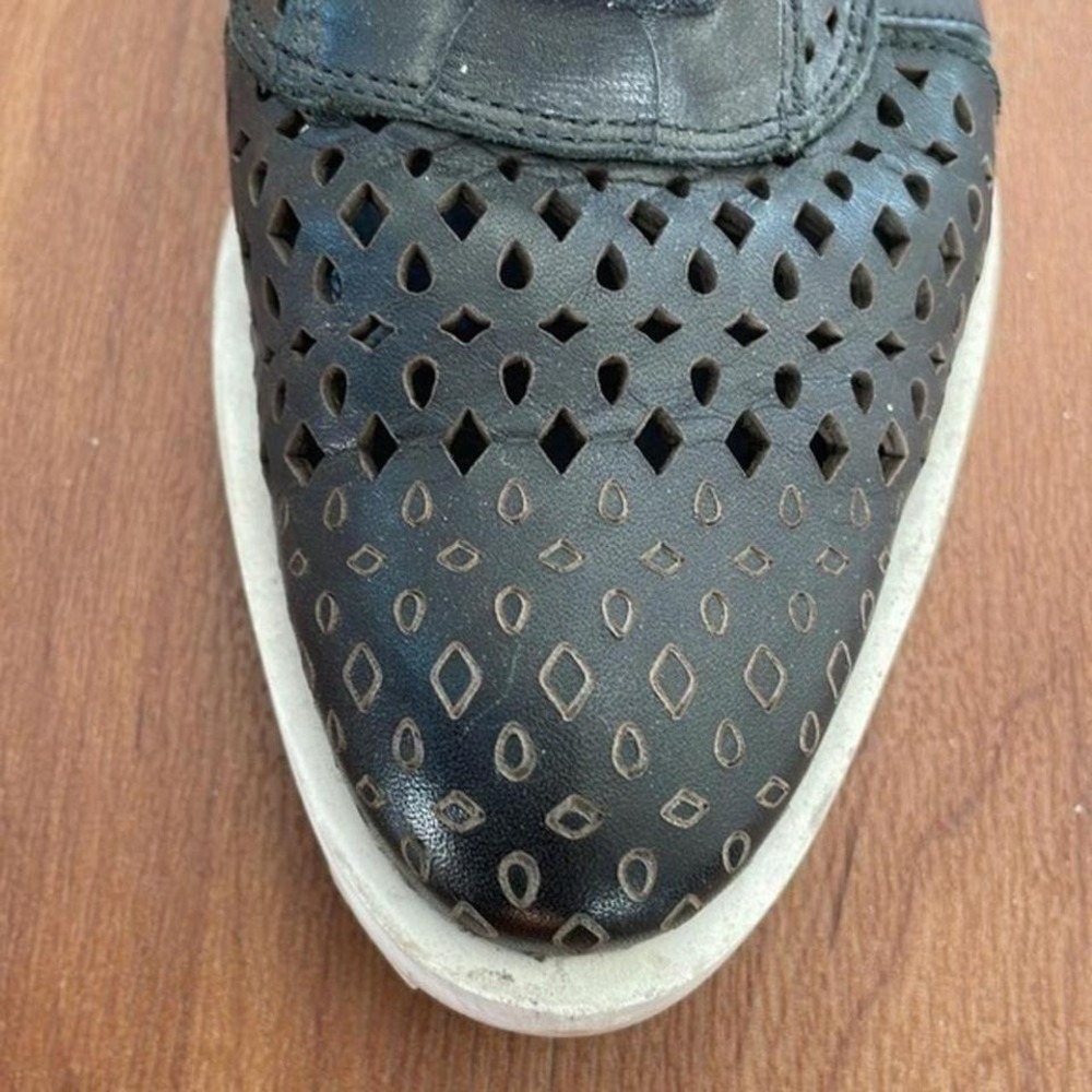 Miista Perforated Leather Oxfords‎ Lace Up Shoes White Sole Black Casual - Picture 4 of 5